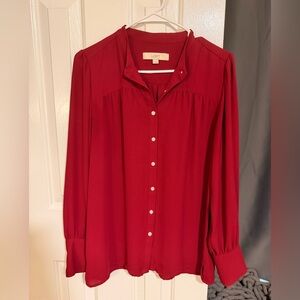 LOFT Women's Burgundy Button-Down Blouse